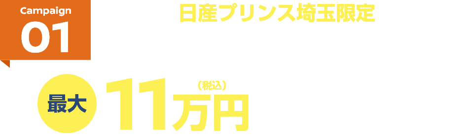 Campaign01 日産プリンス埼玉限定 日産プリンス埼玉で新車をご成約いただくと最大11万円(税込)ディーラーオプションプレゼント!!