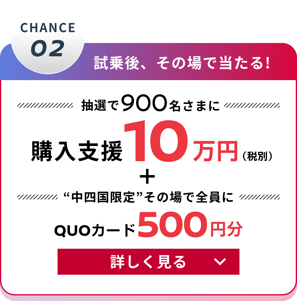 CHANCE02 試乗後、その場で当たる！