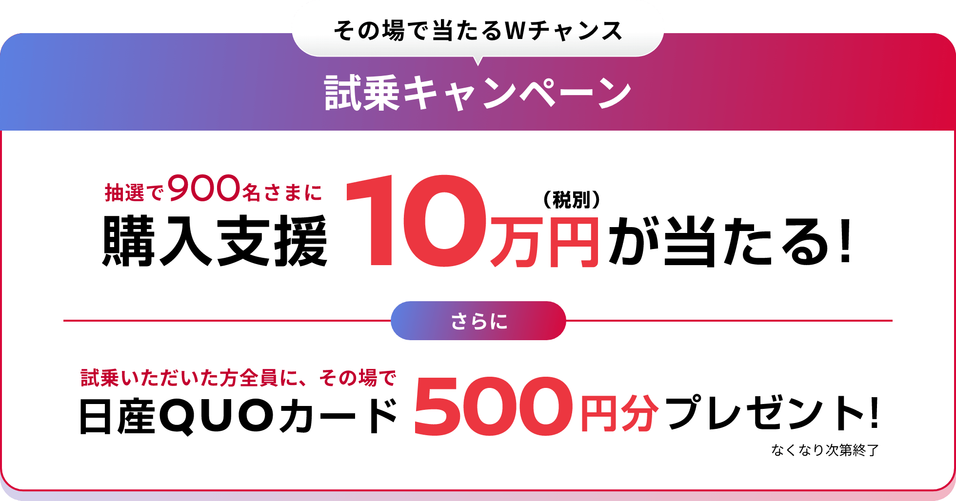 その場で当たるWチャンス 試乗キャンペーン