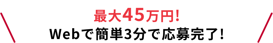 最大45万円！Webで簡単3分で応募完了！