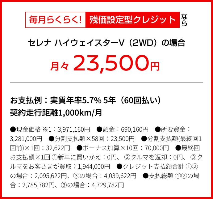残価設定型クレジットなら月々23,500円