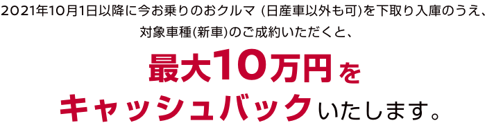 最大10万円をキャッシュバックいたします。