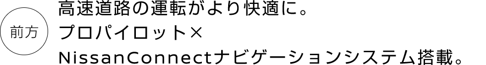 前方 高速道路の運転がより快適に。プロパイロット×NissanConnectナビゲーションシステム搭載。