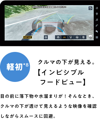 軽初*8 クルマの下が見える。【インビシブルフードビュー】