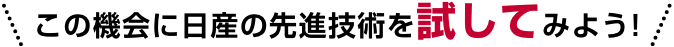 この機会に日産の先進技術を試してみよう!