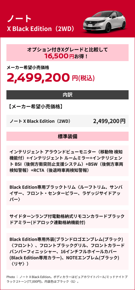 ノート X Black Edition（2WD）