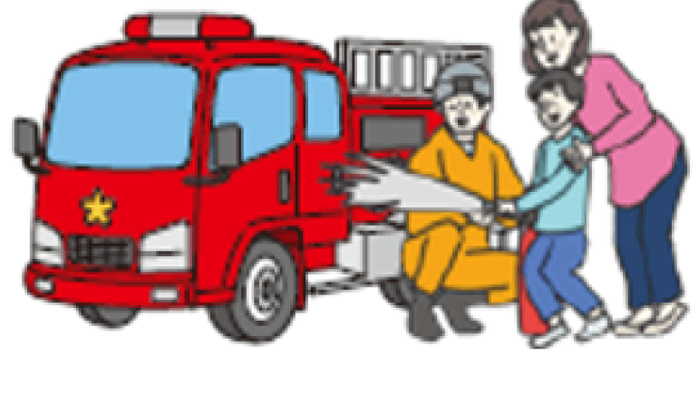 消防車放水体験