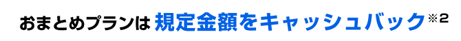 おまとめプランは規定金額をキャッシュバック※2
