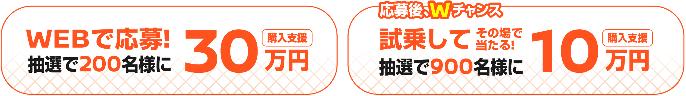 WEBで応募！抽選で200名様に30万円、試乗して抽選で900名様に10万円