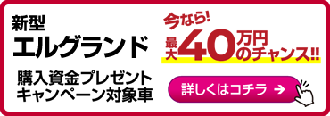 新型エルグランドは購入資金プレゼントキャンペーン対象車