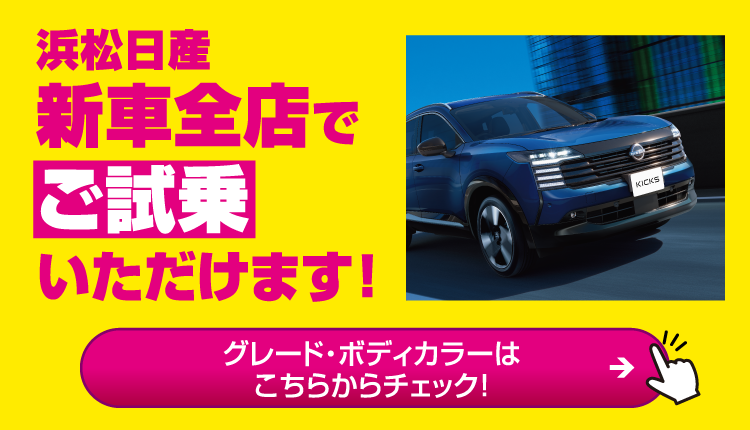 浜松日産 新車全店で試乗できます。
