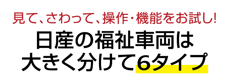 日産の福祉車両は大きく分けて６タイプ