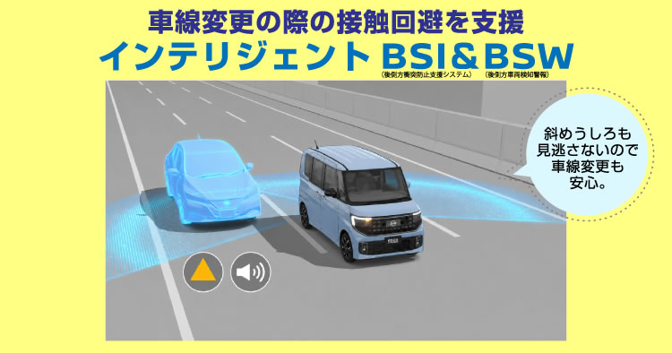 車線変更の際の接触回避を支援／インテリジェントBSI＆BSW