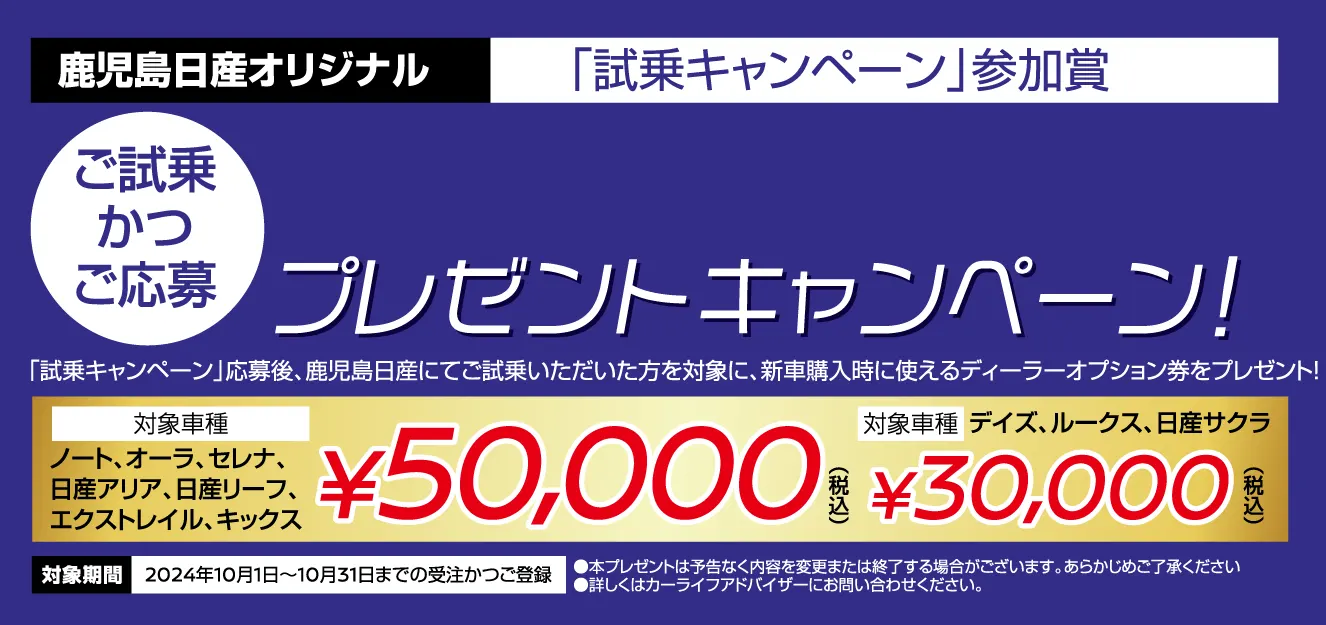 鹿児島日産オリジナル「試乗キャンペーン」参加賞画像