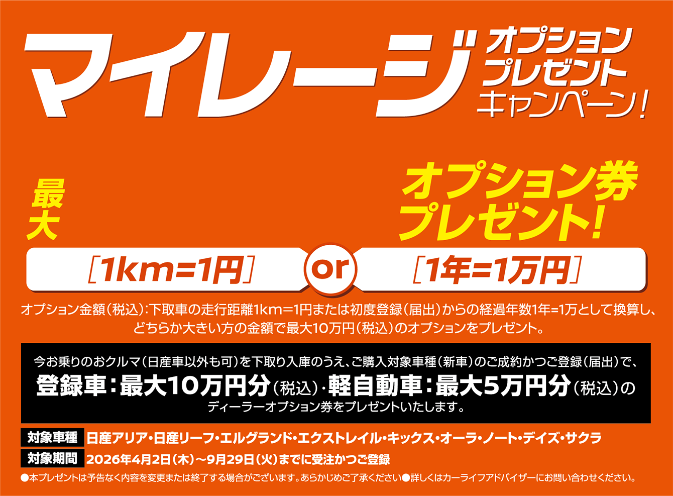 マイレージオプションプレゼントキャンペーン