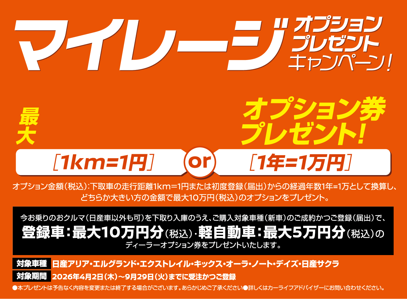 マイレージオプションプレゼントキャンペーン