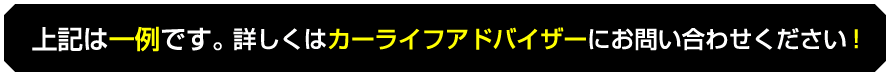 上記は一例です。 詳しくはカーライフアドバイザーにお問い合わせください！