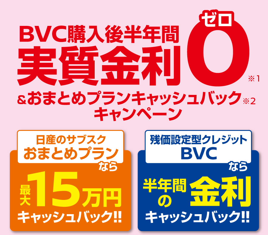 BVC購入後半年間実質金利0（ゼロ）＆おまとめプランキャッシュバックキャンペーン