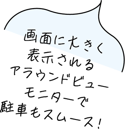 画面に大きく表示されるアラウンドビューモニター
